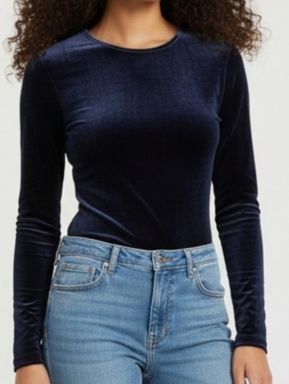 Zara Midnight Blue Velvet Bodysuit M
